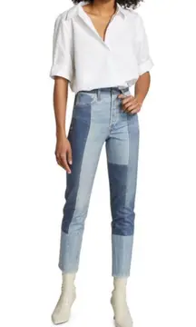 RAG & BONE Stretch Miramar Nina Cigarette Jeans Size 30 Byron Patchwork Blue NEW