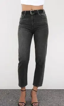 Zara MOM FIT JEANS WITH A HIGH WAIST black y2k 90s indie school work