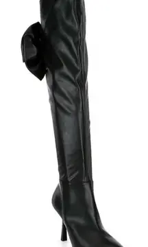 Gianni Bini Delilah Black Boots Sz 6.5 Bow Back Stretch Over-the-Knee New
