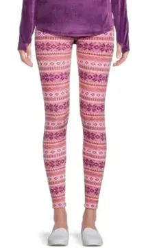 Climateright by Cuddl Duds Pink Purple Aztec Fair Isle Super Soft Lounge Pants