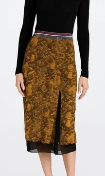 SAYLOR Snake Print Midi‎ Skirt Yellow Medium
