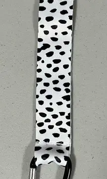 White Black Dalmatian Cow Animal Print Polka Dot Keychain Keyclip Lanyard 🤍🖤