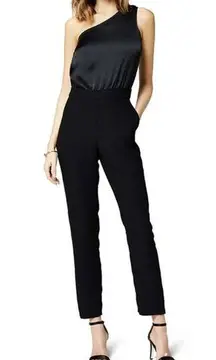 Truth & Fable Women's Formal Jumpsuit Solid Black Size Medium One Shoulder