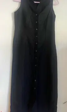 Easy Spirit Black Button-Down Midi Dress