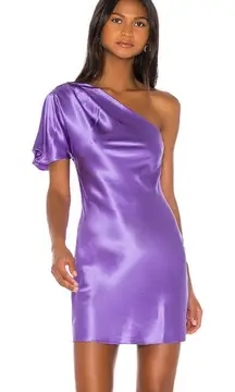 Fleur du Mal Silk One Shoulder Bias Mini Dress Purple Amethyst Size 2