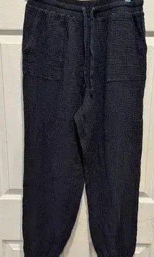 Navy Blue Double Cottony Gauze Jogger Pants Size Large