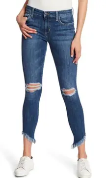 Joe’s Jeans The Icon MidRise Skinny Ankle Diagonal Frayed Hem Distressed Jean 30