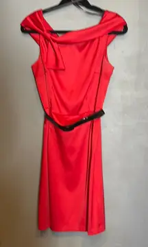 Dressbarn Red Asymmetrical Backless Midi Dress
