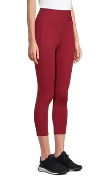 Athletic Works Womens Performance Capri Size Large 12-14 High Waist Burgundy New