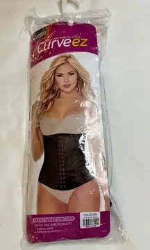 Curveez Black Latex Waist Cincher Shaper XL Slimming Goth Vamp Witchy