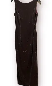 Vtg Jessica’s McClintock Bridal Dress Brown Glittery Maxi Dress Draped Back S