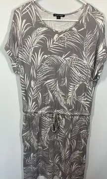 Hilary Radley Women's Tropical Drawstring Waist T-Shirt Dress Gray Size Medium