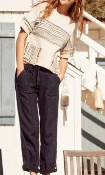 Eva Franco Anthropologie Nantucket Striped Top Womens Size XS Cream Boho Beach