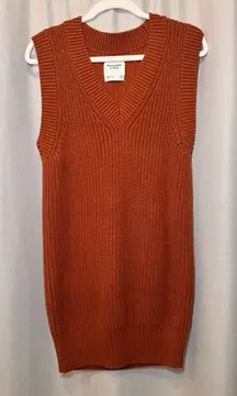 Abercrombie & Fitch Rust Sweater Dress XS Cozy Knit Short Sleeve Fall Outfit