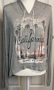 Four Girlz “Always California Dreamin” Thin, Light Gray Hoodie, Rayon/spandex, L