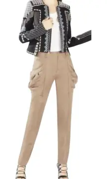 BCBGMAXAZRIA KEITH DRAPED POCKET SATIN TAILORED PANTS LIGHT‎ JAVA EUC SIZE 4