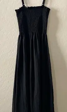 H&M Black Smocked Midi Dress