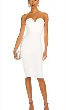 MORE TO COME Sophia Strapless Midi Dress in White XS
