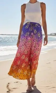 NWT Anthropologie Farm Vibrance Maxi in Digital Ombre Print A-line Skirt XS