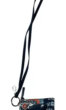 Vera Bradley Zip ID Case Card Coin Purse Bag Mini Wallet Key Chain With Lanyard