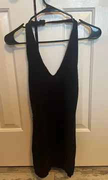 black open back dress