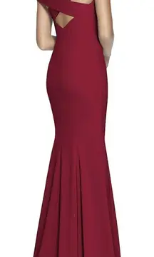 Dessy Collection NWT  Burgundy Off The Shoulder Criss Cross Trumpet Dress Size 4