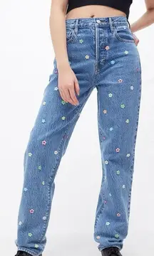PacSun Women’s Eco Flower Power Dad Jeans High Rise Retro Festival Size 28