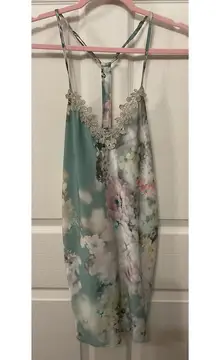 Flora Nikrooz Floral Embroidery Racerback Satin Chemise Gown, S