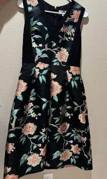 Nanette Lepore Black Floral Midi Dress