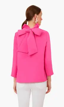 Pomander Place Pink Faye Ruffle Collar Bow Top Mod Retro