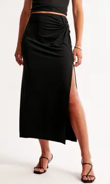 Abercrombie & Fitch Skirt knotted midi satin womens Black (small) resortwear