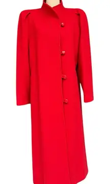 Vintage Beau Brem Red Wool Maxi Coat Size 16 Tall Winter Statement Coat Holiday