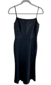 Badgley Mischka  Vintage Black Spaghetti Strap Long Fitted Lined Dress Gala Sz 8