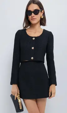 NWT Hyacinth House Black Tweed Cropped Dinah Top
