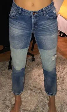 Two Tone Frayed Jeans