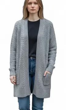 LL BEAN LIGHT BLUE COTTON OPEN FRONT CARDIGAN M