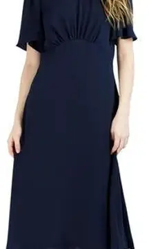 Julia Jordan  Flutter Sleeve Crew Neck Midi Dress NWOT size 4 Navy Blue