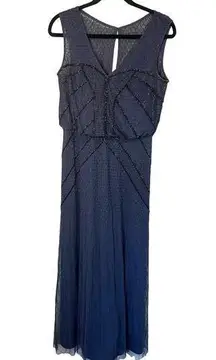 Aidan Mattox V-Neck Sleeveless Blouson Beaded Gown Navy Blue sz. 8