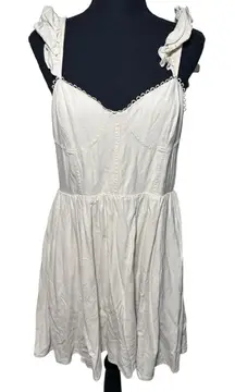 Audrey‎ Parks for Francescas Cream Linen Blend Mini Dress Size L Preppy Rush