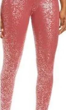 Goddess 7/8 Workout Leggings in Red Terrazzo Foil Print Size Medium