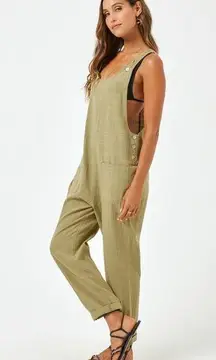 NWT L*space green cotton freya jumpsuit overalls
