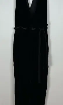 Free People Black Velvet Jumpsuit Size Small Sleeveless Tie Waist