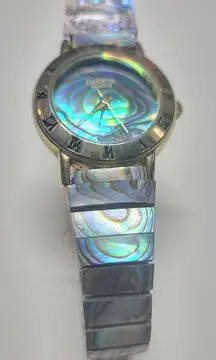 Vintage Geneva Japanese Movement Abalone Dial Expansion Band Watch