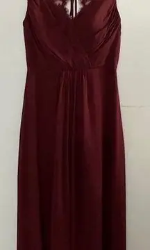 JJs HOUSE Dress Bridesmaid Formal Prom Long Lace Sleeveless Burgundy Size 6