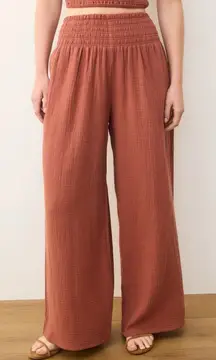Marine Layer Rust Orange Sophia Double Cloth Palazzo Pants, M
