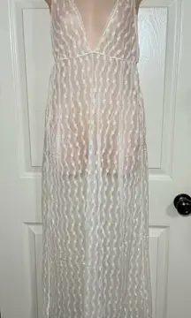 Rare 70’s Diane Von Furstenberg Nylon/Lace Tie Sheer Lace Sexy Maxi Size Medium