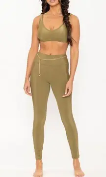 NWOT WeWoreWhat Active Chain High Rise Leggings NO CHAIN BELT Olive Green