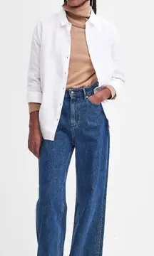 Barbour Marine Shirt Women's White Shirt 10 Linen Relaxed Fit Minimalist Preppy