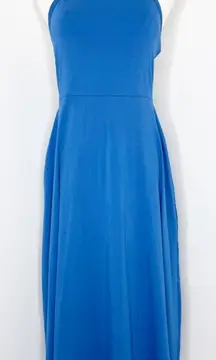 Pact Wedgewood Blue Fit & Flare Midi Dress with Pockets Built-In Bra Small