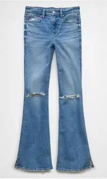 American Eagle Stretch High Waisted Ripped Flare Jean